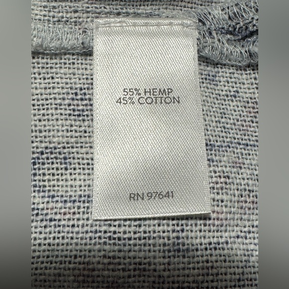 J.Jill Pure Jill Cotton Hemp Blue Geometric Long Sleeve Tunic Size S - Picture 7 of 8